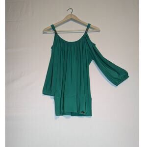 Cartise off the should flowy emerald green 3/4 sleeves blouse womens small